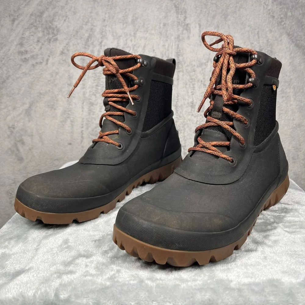 Bogs Arcata Lace Boots Mens 12 Black Waterproof Insulated Winter Snow 72754-201